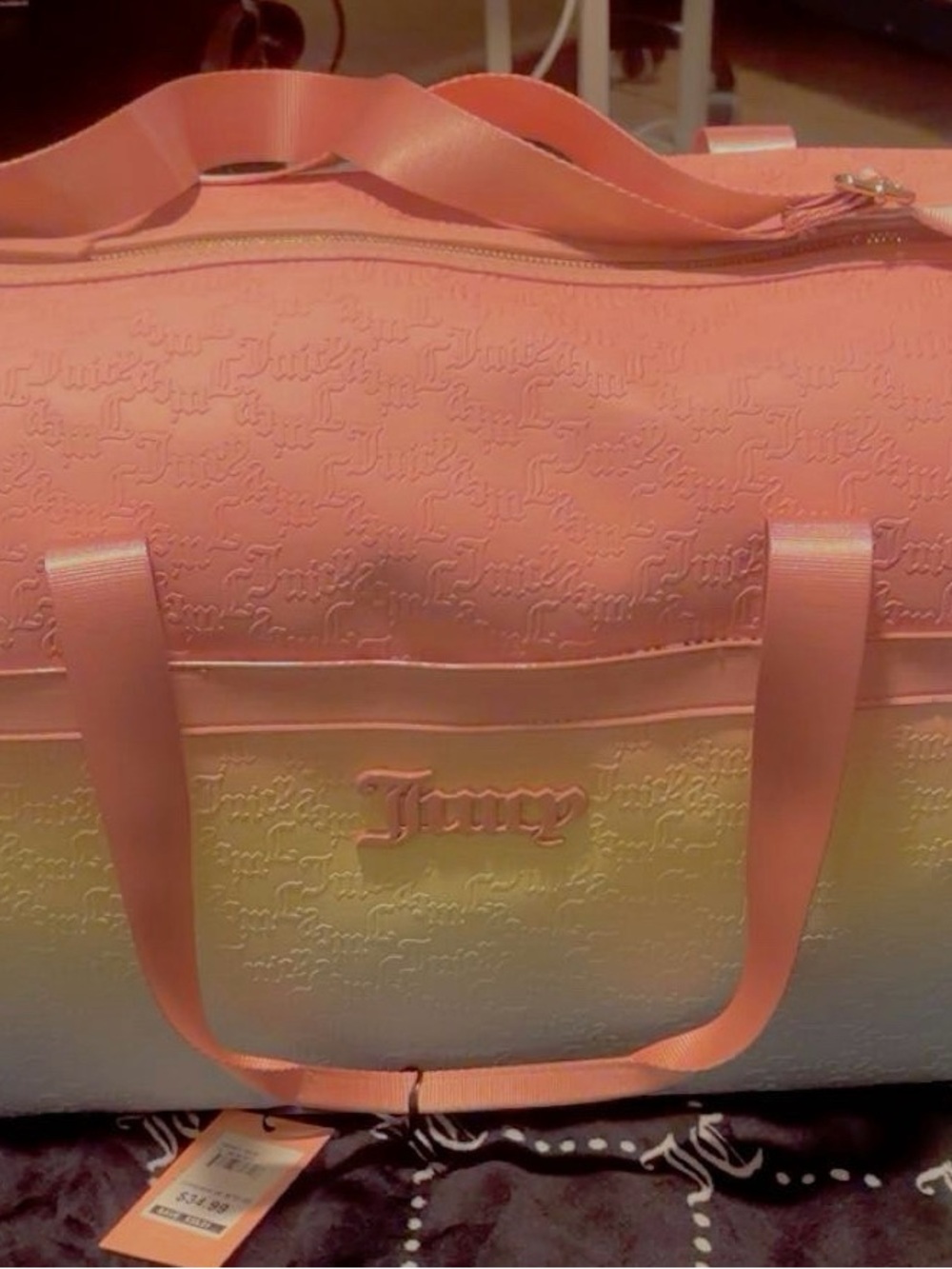 Juicy Couture Pink Ombre Travel Duffel - Pink to Cream